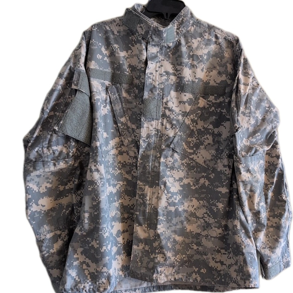 LARGE LONG-ACU DIGITAL CAMO‎ ARMY MENS COMBAT ZIP UP UNIFORM SHIRT JACKET EUC